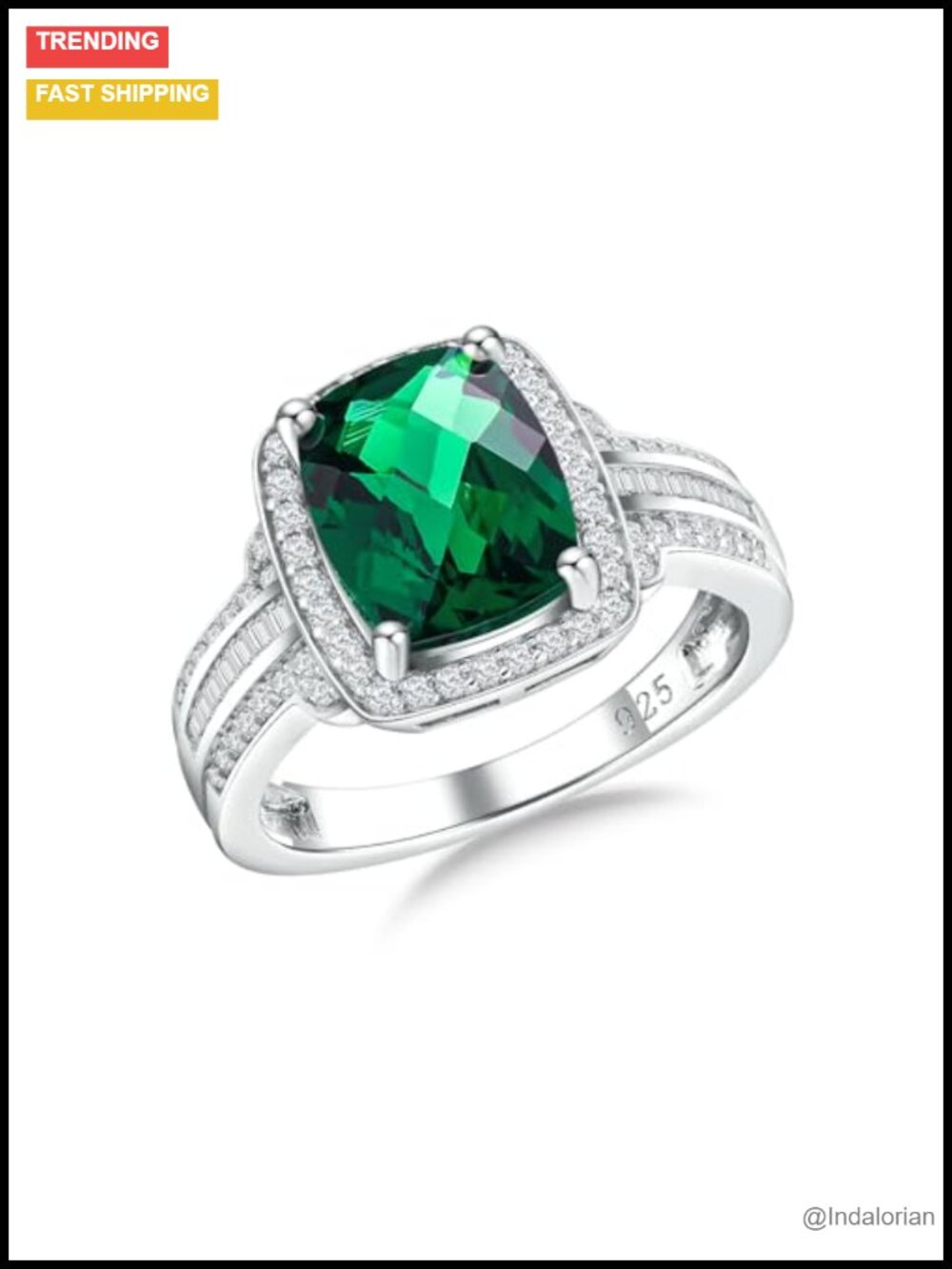 Sterling Silver Halo Engagement Ring Cushion Cut Gemstone Statement